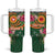Manu'a Tumbler With Handle Polynesian Art Tattoo Style and Tropical Plants
