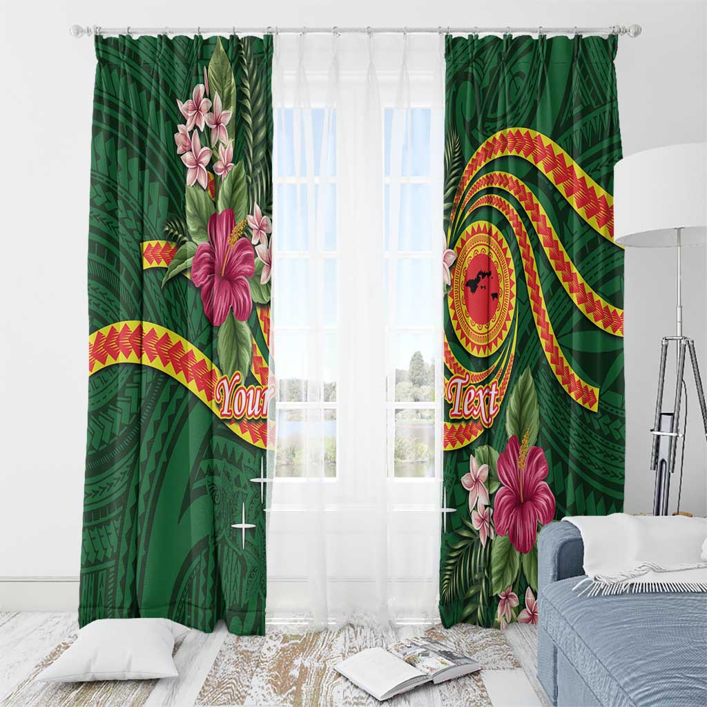 Manuʻa Islands Window Curtain Polynesian Art Tattoo Style and Tropical Plants