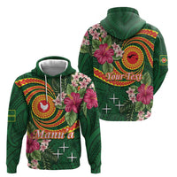 Personalised Manuʻa Islands Zip Hoodie Polynesian Art Tattoo Style and Tropical Plants LT03 - Polynesian Pride