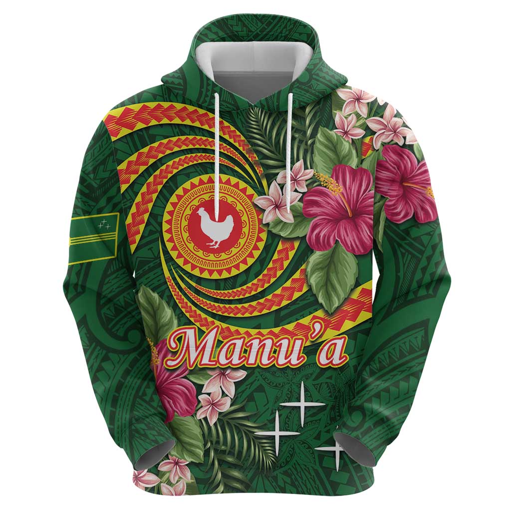 Personalised Manuʻa Islands Zip Hoodie Polynesian Art Tattoo Style and Tropical Plants LT03 - Polynesian Pride
