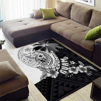 Hafa Adai Guam Area Rug Polynesian Palm Tree Tattoo Hibiscus and Plumeria Art