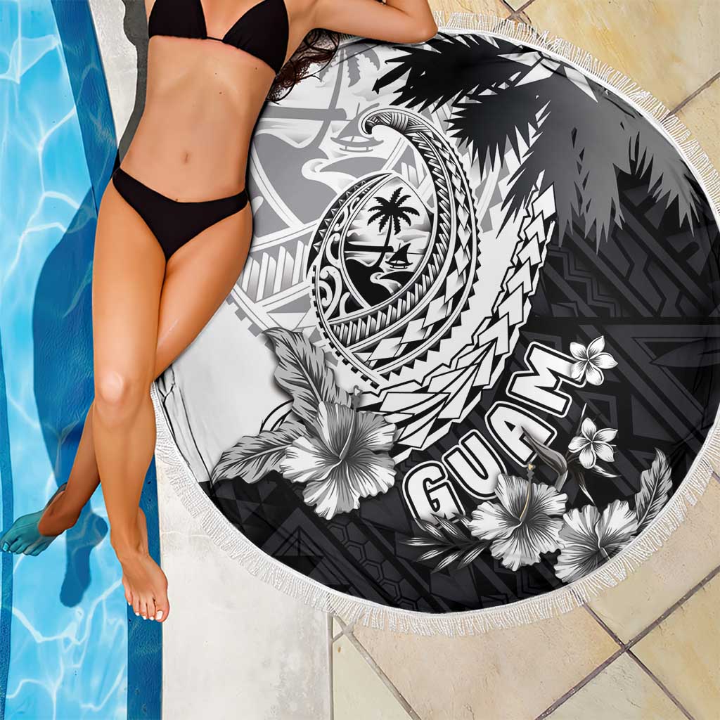 Hafa Adai Guam Beach Blanket Polynesian Palm Tree Tattoo Hibiscus and Plumeria Art