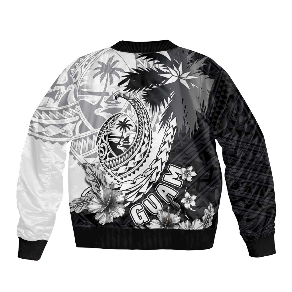 Hafa Adai Guam Bomber Jacket Polynesian Palm Tree Tattoo Hibiscus and Plumeria Art LT03 - Polynesian Pride