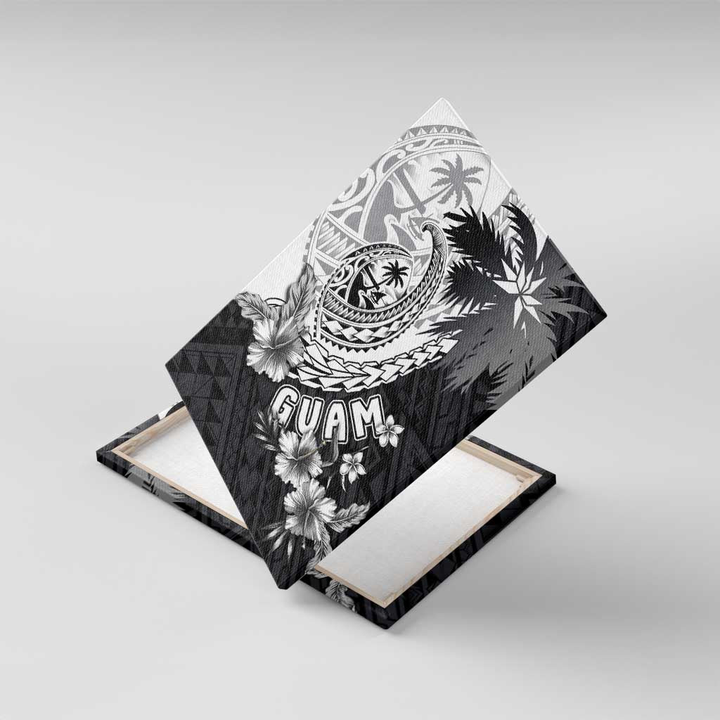 Hafa Adai Guam Canvas Wall Art Polynesian Palm Tree Tattoo Hibiscus and Plumeria Art