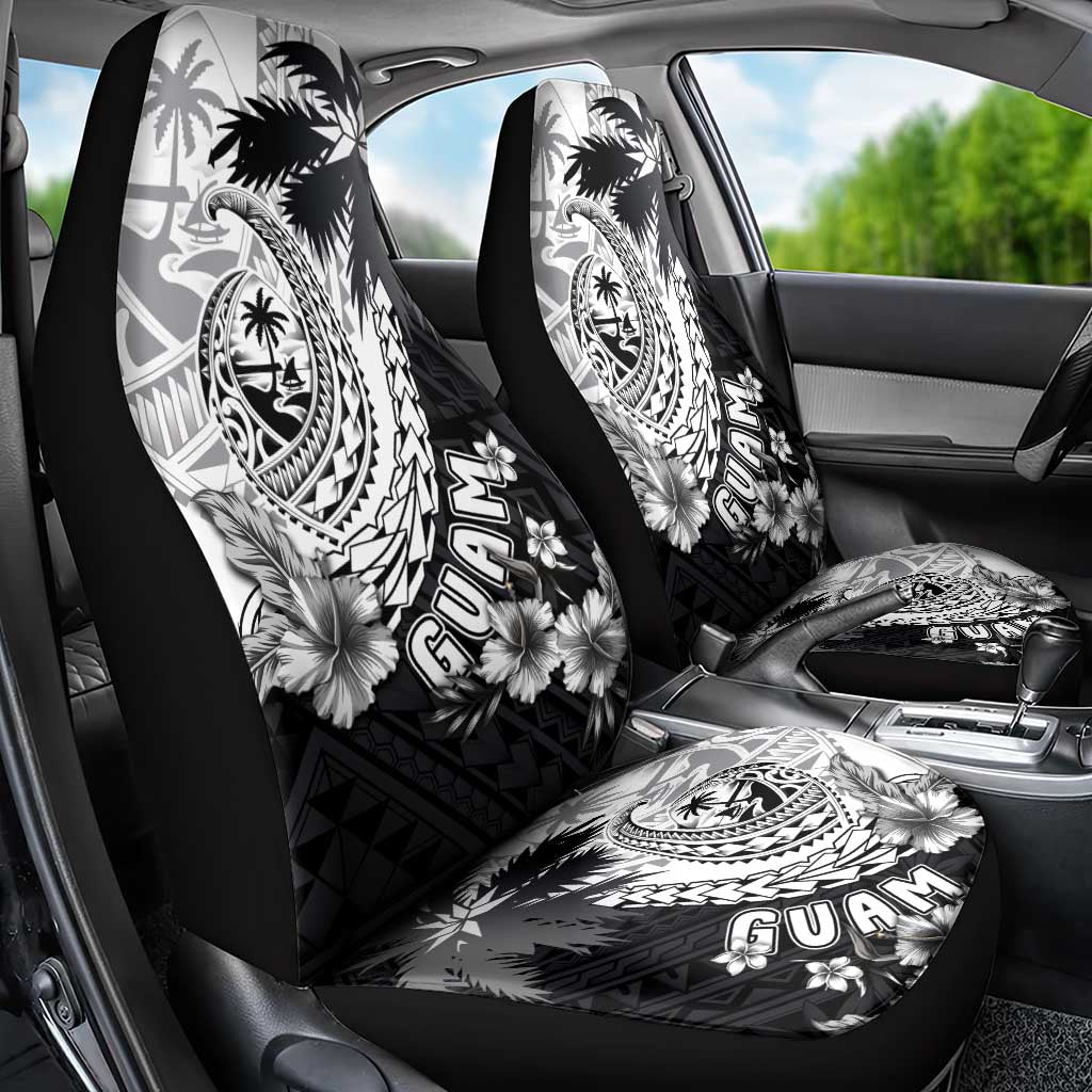 Hafa Adai Guam Car Seat Cover Polynesian Palm Tree Tattoo Hibiscus and Plumeria Art