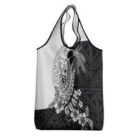 Hafa Adai Guam Grocery Bag Polynesian Palm Tree Tattoo Hibiscus and Plumeria Art