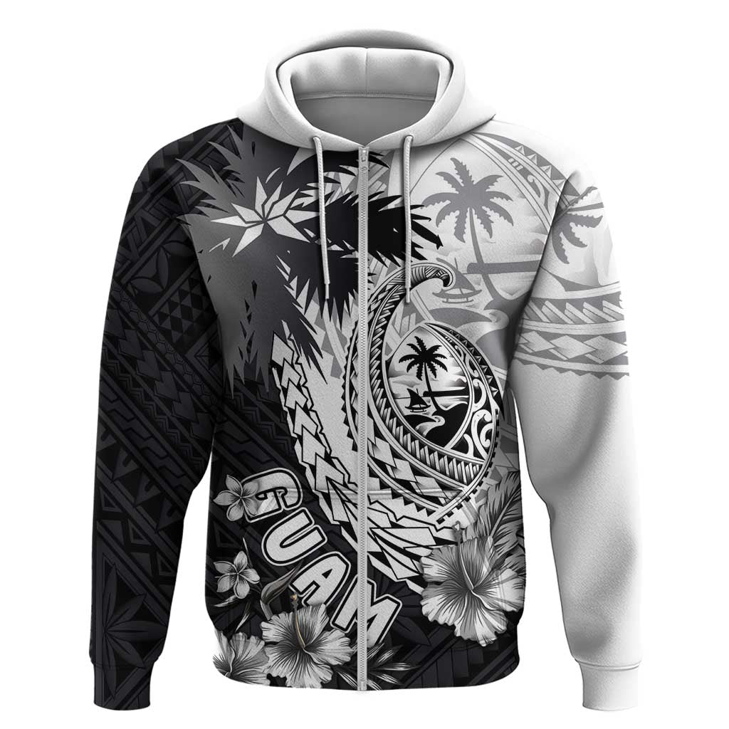 Hafa Adai Guam Hoodie Polynesian Palm Tree Tattoo Hibiscus and Plumeria Art
