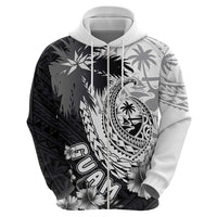 Hafa Adai Guam Hoodie Polynesian Palm Tree Tattoo Hibiscus and Plumeria Art