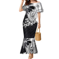 Hafa Adai Guam Mermaid Dress Polynesian Palm Tree Tattoo Hibiscus and Plumeria Art