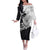 Hafa Adai Guam Off The Shoulder Long Sleeve Dress Polynesian Palm Tree Tattoo Hibiscus and Plumeria Art