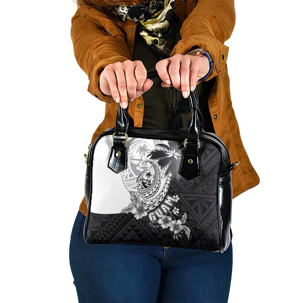 Hafa Adai Guam Shoulder Handbag Polynesian Palm Tree Tattoo Hibiscus and Plumeria Art