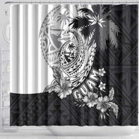 Hafa Adai Guam Shower Curtain Polynesian Palm Tree Tattoo Hibiscus and Plumeria Art
