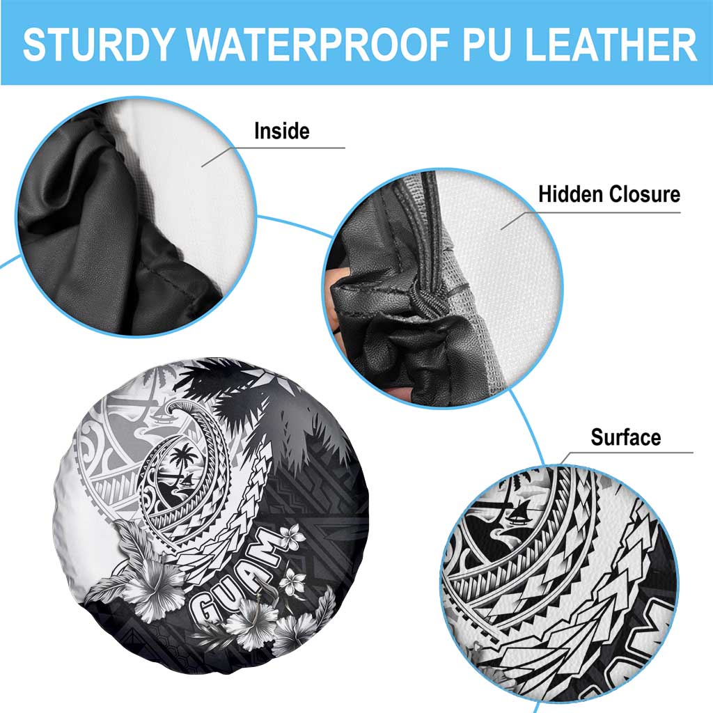 Hafa Adai Guam Spare Tire Cover Polynesian Palm Tree Tattoo Hibiscus and Plumeria Art