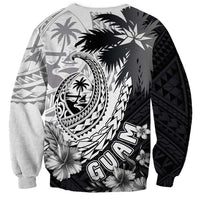 Hafa Adai Guam Sweatshirt Polynesian Palm Tree Tattoo Hibiscus and Plumeria Art