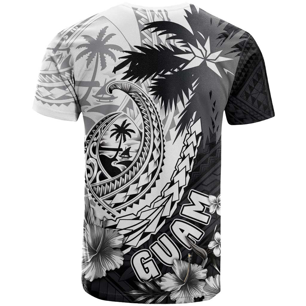 Hafa Adai Guam T Shirt Polynesian Palm Tree Tattoo Hibiscus and Plumeria Art