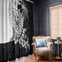 Hafa Adai Guam Window Curtain Polynesian Palm Tree Tattoo Hibiscus and Plumeria Art