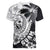 Hafa Adai Guam Women V-Neck T-Shirt Polynesian Palm Tree Tattoo Hibiscus and Plumeria Art