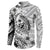 Guam-Land of the Chamorro Button Sweatshirt Polynesian Tattoo Style Hibiscus and Plumeria Art