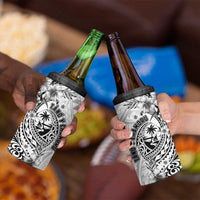 Guam-Land of the Chamorro 4 in 1 Can Cooler Tumbler Polynesian Tattoo Style Hibiscus and Plumeria Art