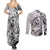 Guam-Land of the Chamorro Couples Matching Summer Maxi Dress and Long Sleeve Button Shirt Polynesian Tattoo Style Hibiscus and Plumeria Art