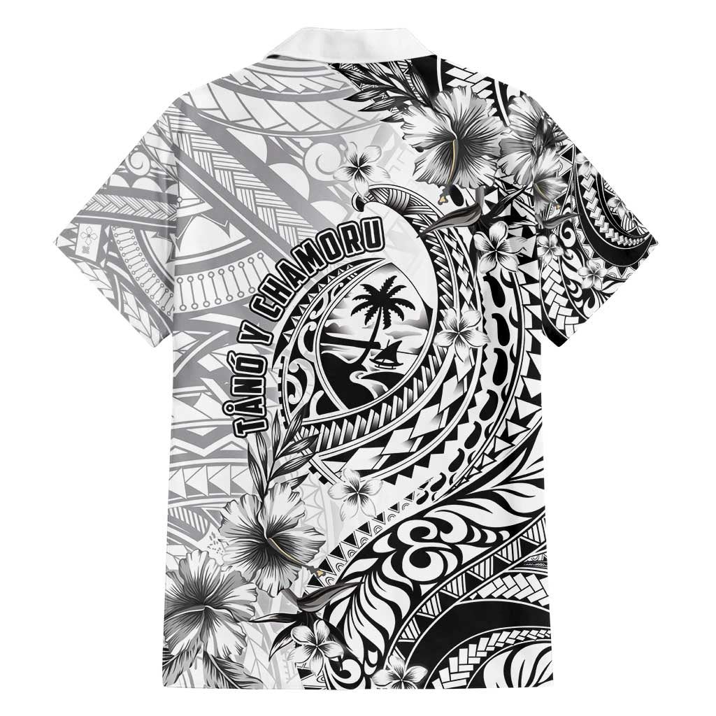 Guam-Land of the Chamorro Family Matching Off Shoulder Maxi Dress and Hawaiian Shirt Polynesian Tattoo Style Hibiscus and Plumeria Art