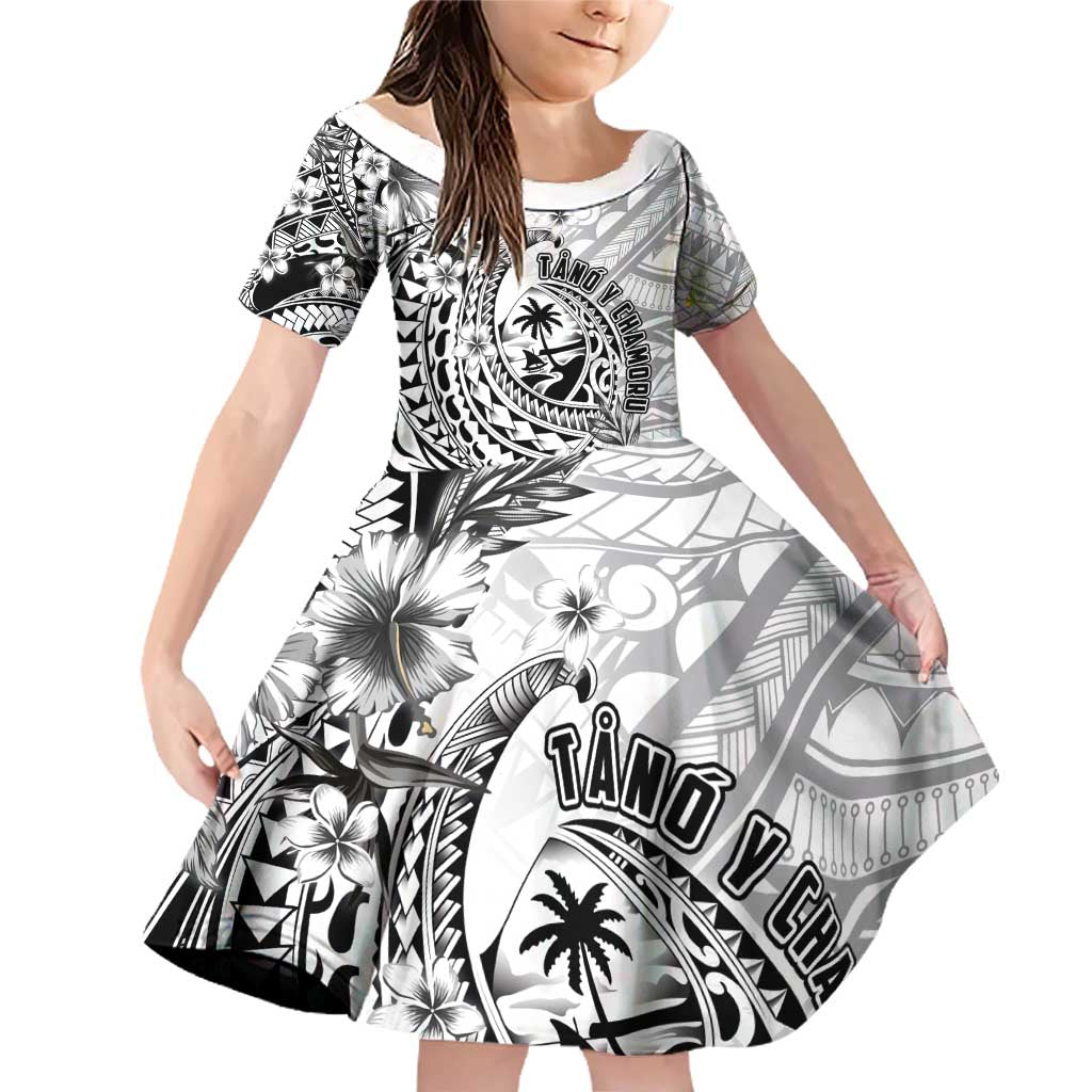 Guam-Land of the Chamorro Family Matching Off Shoulder Short Dress and Hawaiian Shirt Polynesian Tattoo Style Hibiscus and Plumeria Art