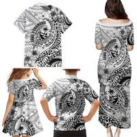 Guam-Land of the Chamorro Family Matching Puletasi and Hawaiian Shirt Polynesian Tattoo Style Hibiscus and Plumeria Art