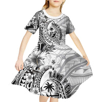 Guam-Land of the Chamorro Kid Short Sleeve Dress Polynesian Tattoo Style Hibiscus and Plumeria Art