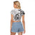 Guam-Land of the Chamorro Raglan Cropped T Shirt Polynesian Tattoo Style Hibiscus and Plumeria Art