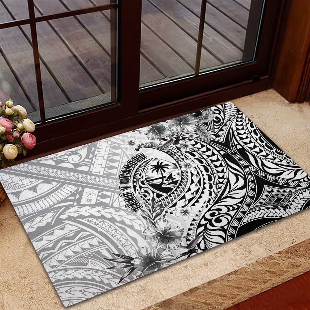 Guam-Land of the Chamorro Rubber Doormat Polynesian Tattoo Style Hibiscus and Plumeria Art