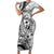 Guam-Land of the Chamorro Short Sleeve Bodycon Dress Polynesian Tattoo Style Hibiscus and Plumeria Art