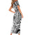 Guam-Land of the Chamorro Short Sleeve Bodycon Dress Polynesian Tattoo Style Hibiscus and Plumeria Art