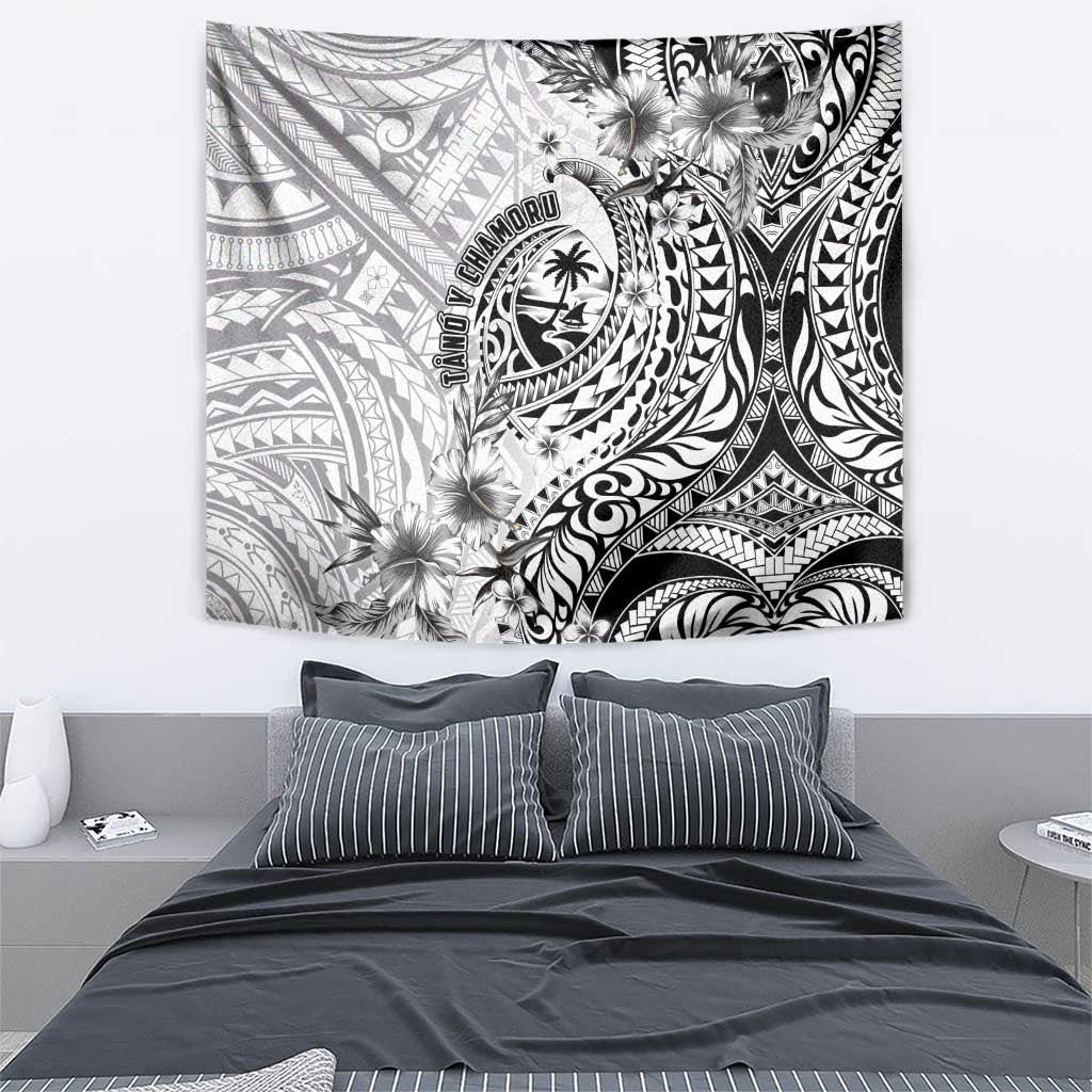 Guam-Land of the Chamorro Tapestry Polynesian Tattoo Style Hibiscus and Plumeria Art