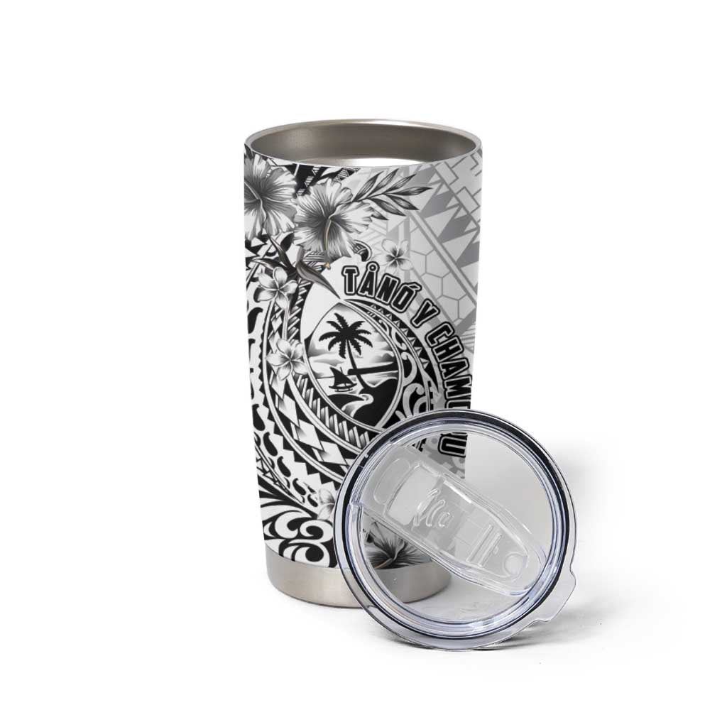 Guam-Land of the Chamorro Tumbler Cup Polynesian Tattoo Style Hibiscus and Plumeria Art