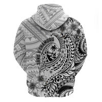 Guam-Land of the Chamorro Zip Hoodie Polynesian Tattoo Style Hibiscus and Plumeria Art