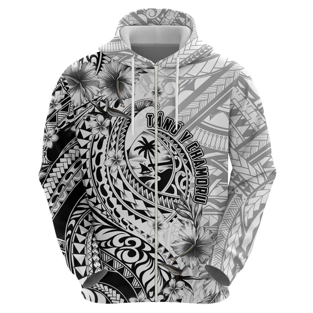 Guam-Land of the Chamorro Zip Hoodie Polynesian Tattoo Style Hibiscus and Plumeria Art