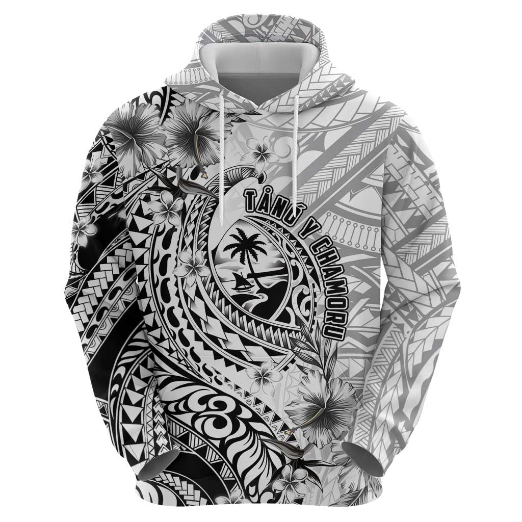 Guam-Land of the Chamorro Zip Hoodie Polynesian Tattoo Style Hibiscus and Plumeria Art