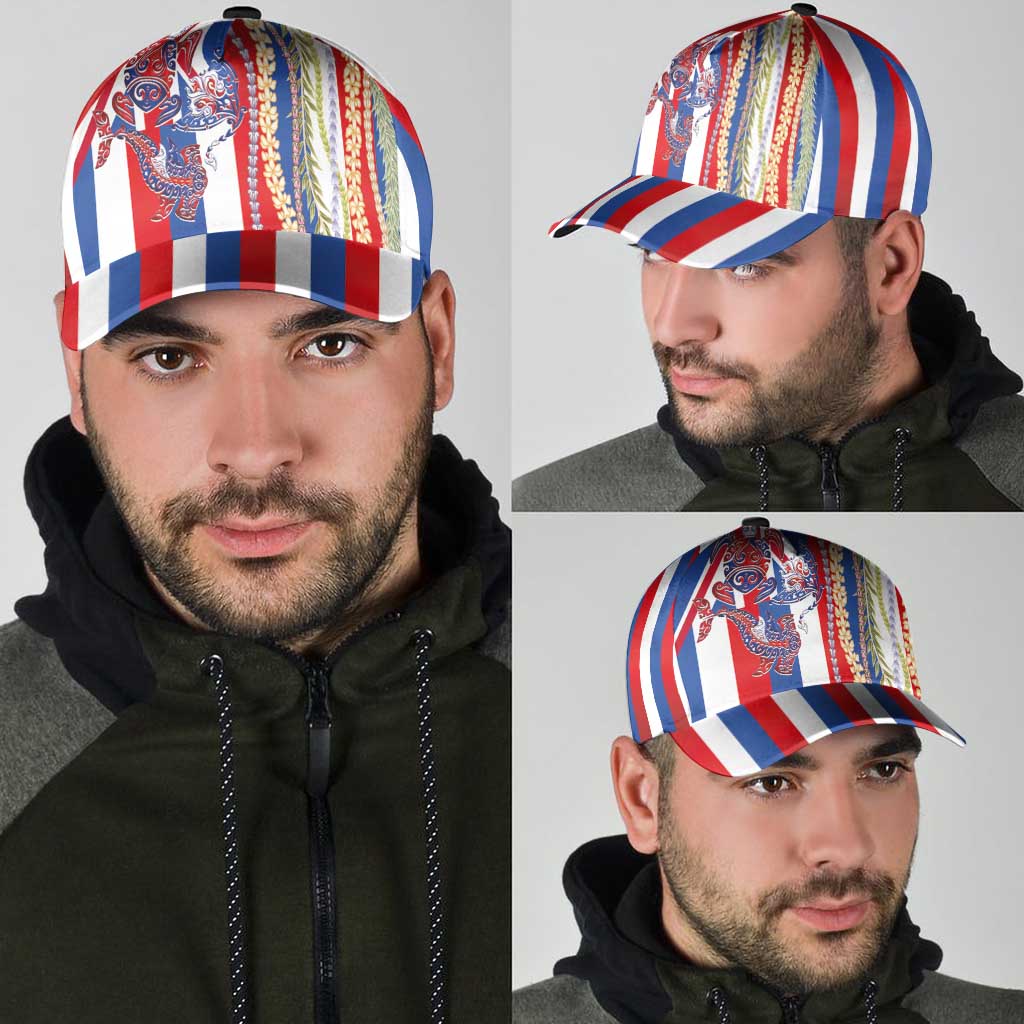 Hawaiian Sea Animals Classic Cap with Lei and Flag Style