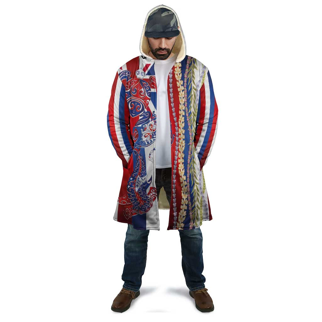Hawaiian Sea Animals Cloak with Lei and Flag Style