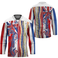 Hawaiian Sea Animals Hockey Jersey with Lei and Flag Style