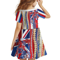 Hawaiian Sea Animals Kid Short Sleeve Dress with Lei and Flag Style LT03 - Polynesian Pride