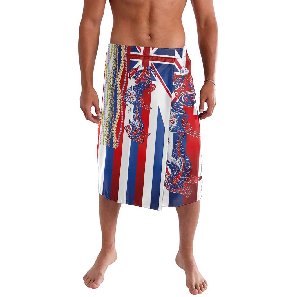 Hawaiian Sea Animals Lavalava with Lei and Flag Style LT03 Multicolor - Polynesian Pride