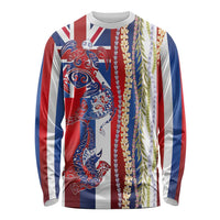 Hawaiian Sea Animals Long Sleeve Shirt with Lei and Flag Style LT03 Unisex Multicolor - Polynesian Pride
