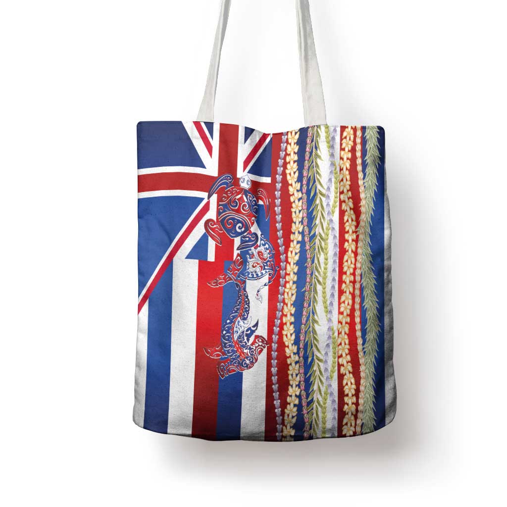 Hawaiian Sea Animals Tote Bag with Lei and Flag Style