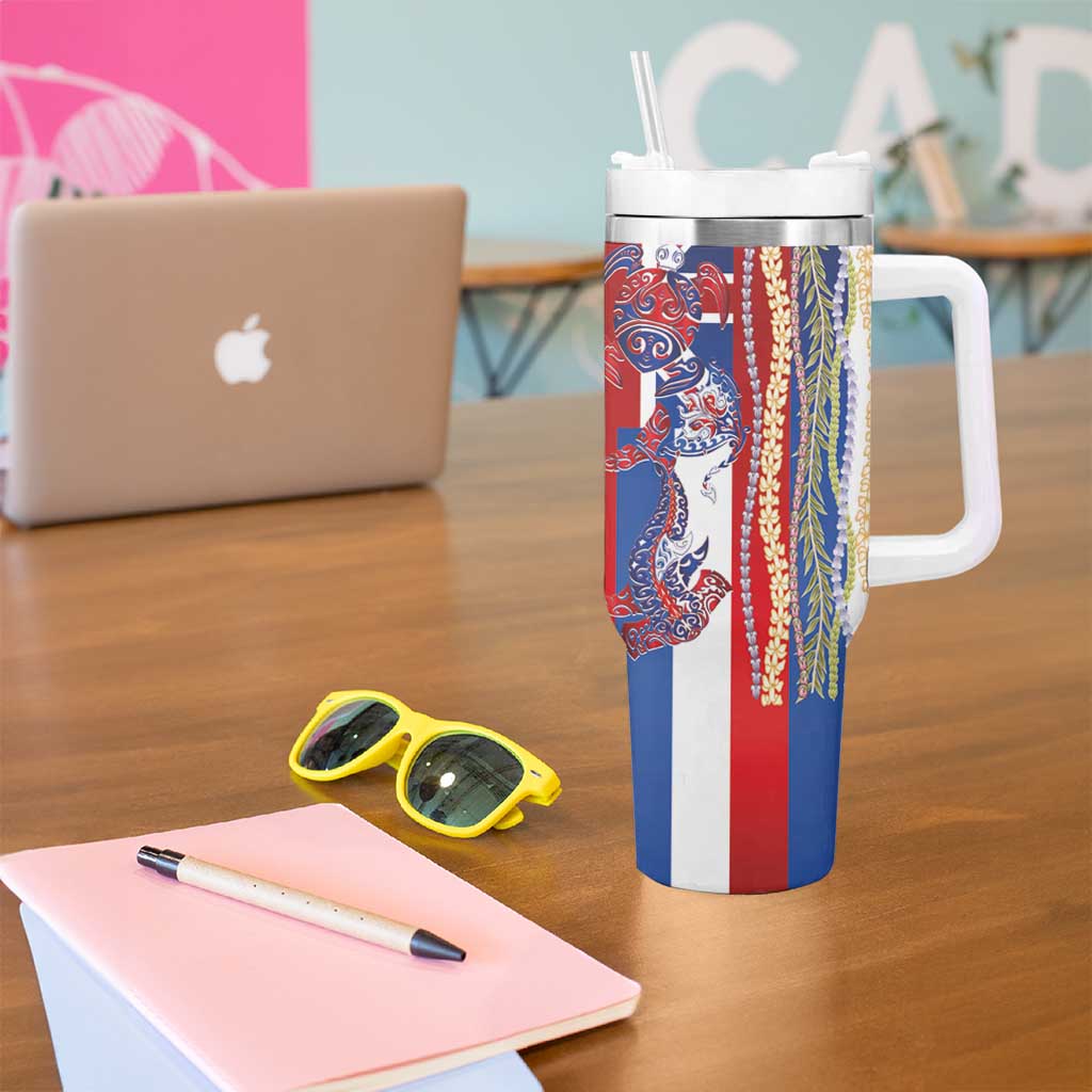 Hawaiian Sea Animals Tumbler With Handle with Lei and Flag Style