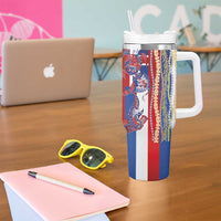 Hawaiian Sea Animals Tumbler With Handle with Lei and Flag Style