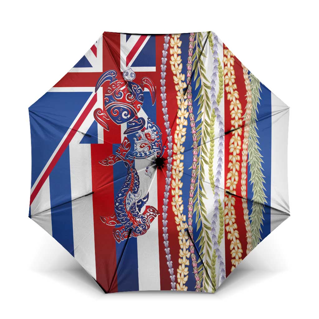 Hawaiian Sea Animals Umbrella with Lei and Flag Style