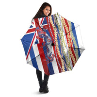 Hawaiian Sea Animals Umbrella with Lei and Flag Style
