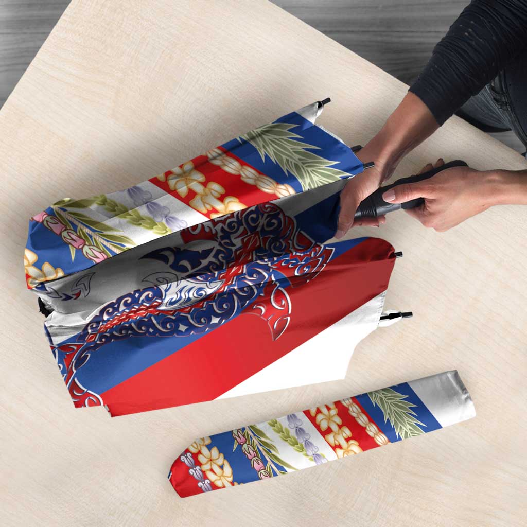 Hawaiian Sea Animals Umbrella with Lei and Flag Style