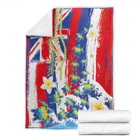 Hawaiian Sea Turtles and Plumeria Blanket with Lei and Flag Grunge Style LT03 - Polynesian Pride